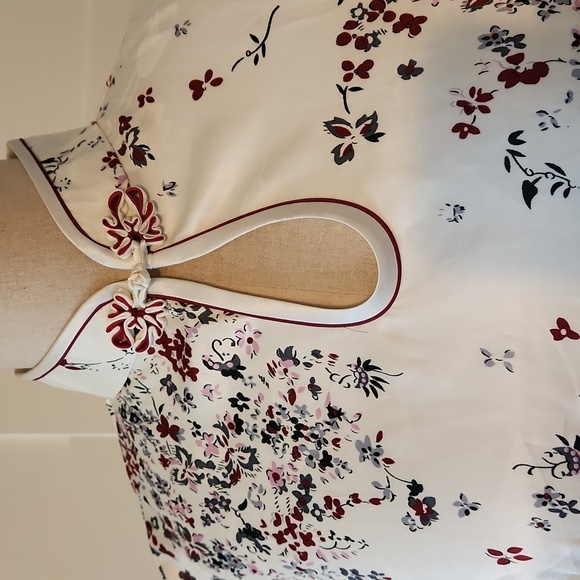 Jin Hon Asian Floral Sleeveless Silk Dress White and Red Xxl - Picture 2 of 8